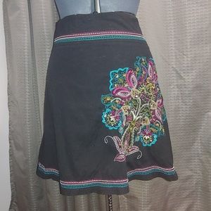 NWOT Black Skirt with Embroidery